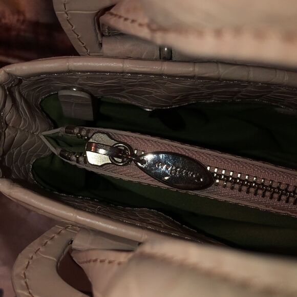 Cole Haan Mini Satchel Croc Print Embossed Leather Blush Pink Nude - Picture 15 of 16